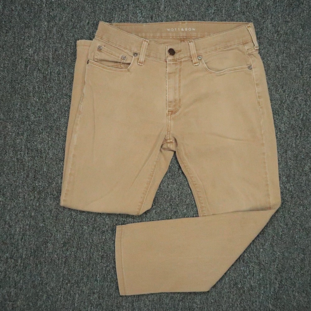Mott & Bow Jeans Mens 29x25 Khaki‎ Tan Mercer Slim 5 Pocket Stretch